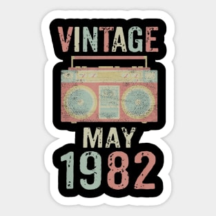 Born May 1982 Vintage Birthday Retro Ghetto Blaster Sticker